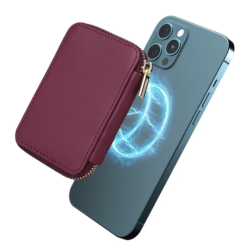 Magnetic Zipper Wallet Card Holder with Stand Cover
