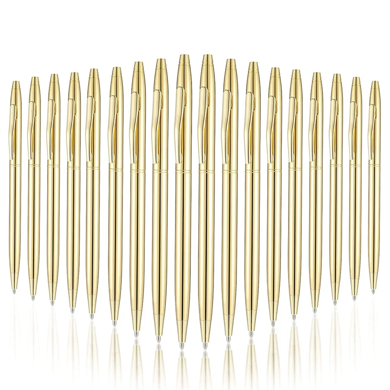 

18 шт. тонкие металлические зеркальные черные металлические ручки, шариковые тонкие ручки для бизнеса и офиса