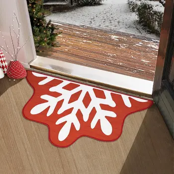 VIKAMA Christmas Snowflake Doormat Indoor Outdoor Entryway Rug Non-Slip Washable Kitchen Bedroom Mat Home Decor