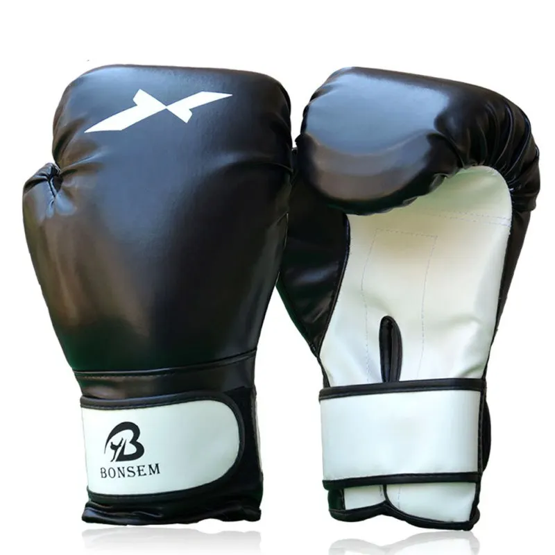

1 Pair Adult Boxing Gloves Adjustable PU Leather Mittens Mitts Hand Protector Fitness Boxing Gloves