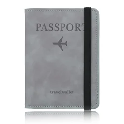 Premium Leather RFID Blocking Card Case & Passport Holder Wallet (Grey)