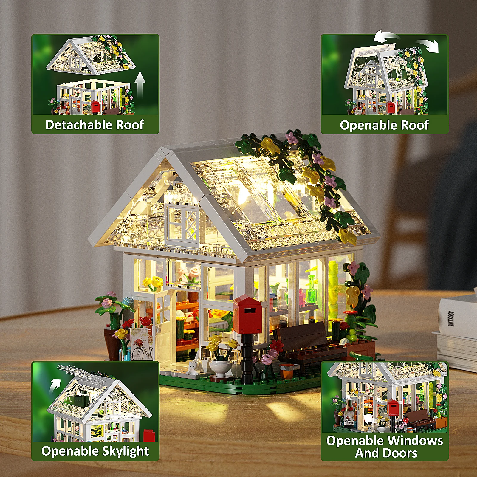 Moc Idea Fantasy Glass Flower House Building Blocks Set Decorazione Artistica Con Mattoni Trasparenti Chiari Giocattoli Per Regalo Di Compleanno Della