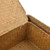 Set of 4 Seagrass Basket with Lid Wicker Storage Basket Decor Storage Boxes Flat Storage Bins Woven Organizer Baskets for Shelf 6