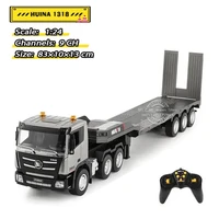 Huina 1:24 Alloy Remote Control Semi-Hung Flat Truck with Light 2.4G RC Engineering Vehicles Model Boy Car Toy for Children Gift 1