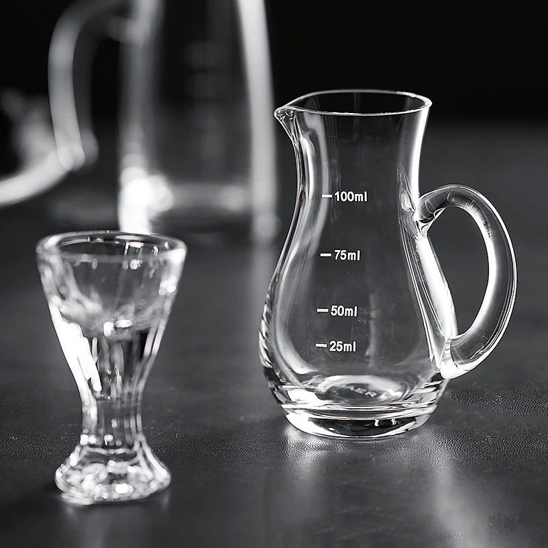 100ml Baijiu Dispenser Foreign Wine Red Wine Decanter Household Restaurant Small Glass Jug with Scale Transparent Pot Hotel KTV