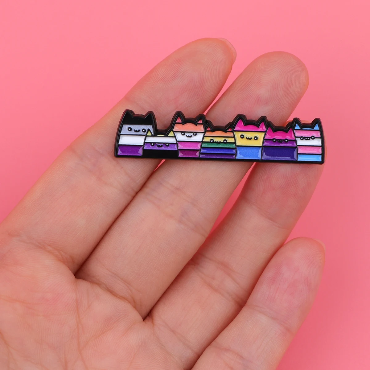 Lapel Pin Gift MYOSPARK Bisexual Cat Brooch Pin - LGBT Pride