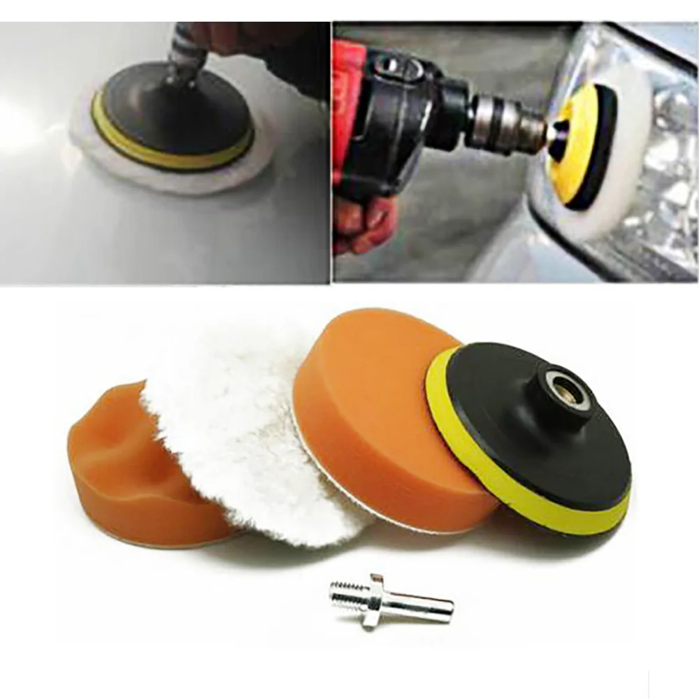

1 Set Buffing Pad 4 Inch Car Sponge Polishing Pad Kit Abrasive Polisher Drill Adapter Waxing Compound Tools Accessory