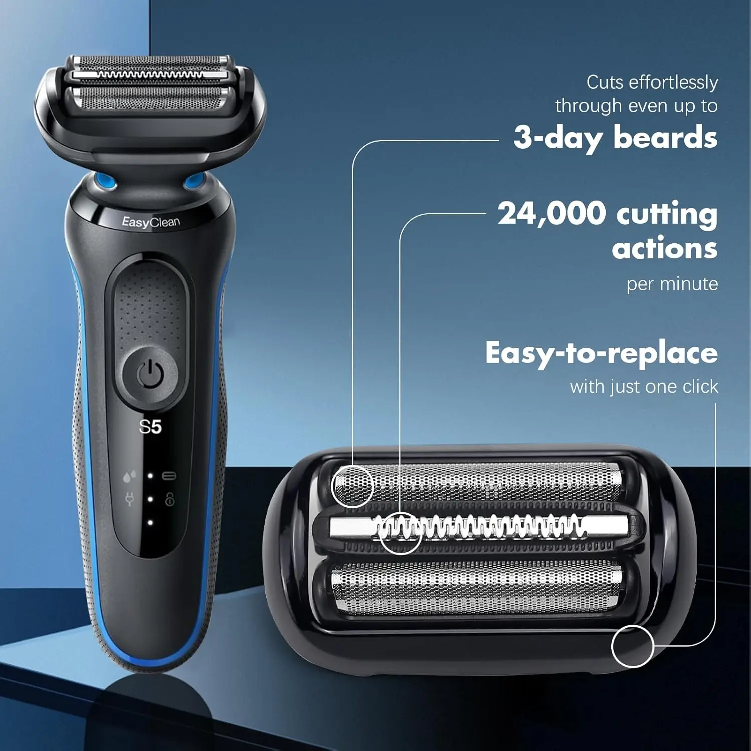 Electric Shaver Head Electric Shaver Blades 53B Foil Head for Braun Series 5 & 6 Electric Shaver 5018s 5020s 5031s 5050cs 6020s 6072cc 6075cc 6072cc 6090cc 5035s