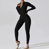 Women‘s Jumpsuits Long Sleeve Yoga Suits Slim Fit Stretch One Piece Romper Sexy Fitness Female Basic Elastic Zipper Sportwears - Image 6
