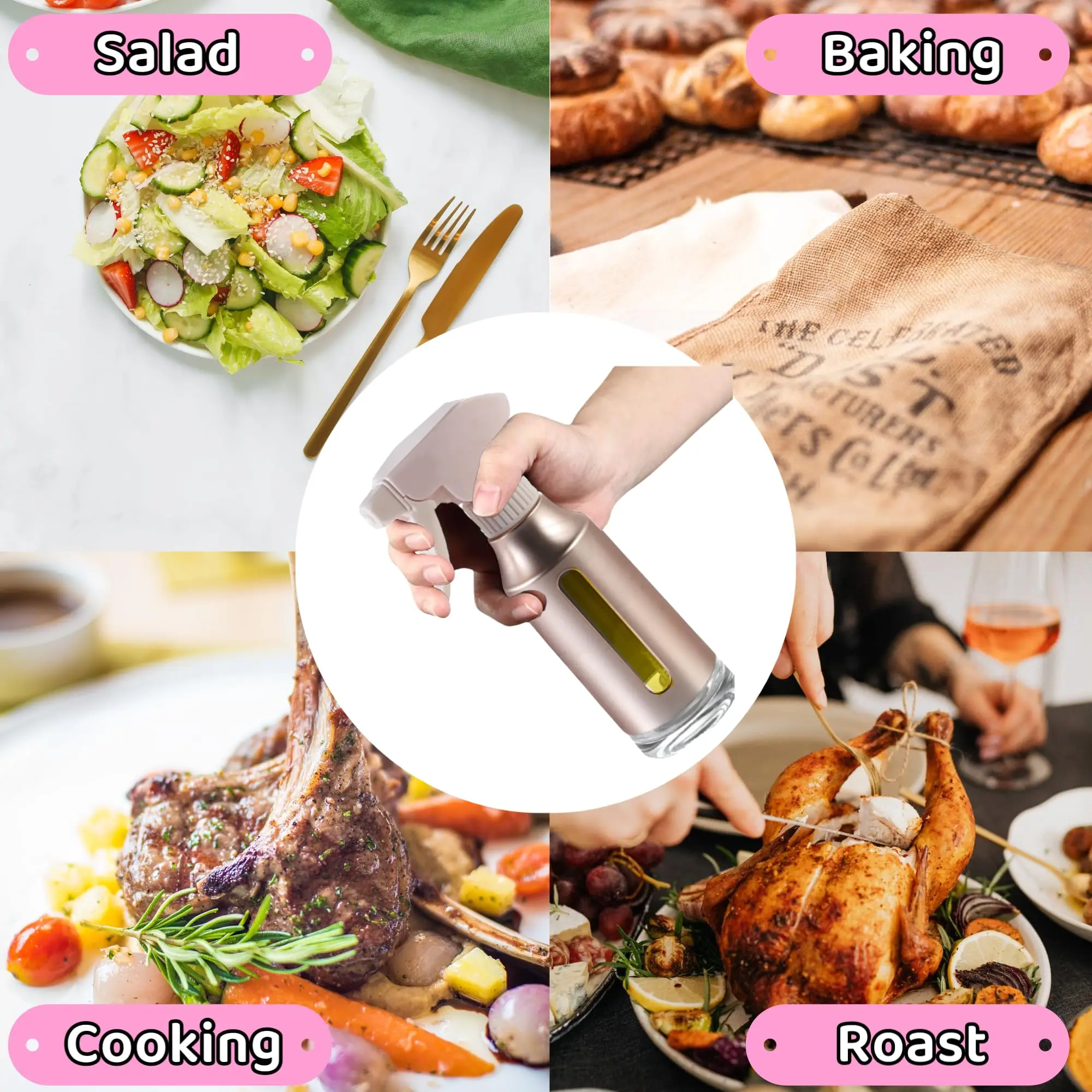 Spray Bottle,180ml Olive Oil Sprayer for Cooking,Stainless Steel Oil Spray Bottle Mister for Air Fryer,Canola Spritzer Bottle