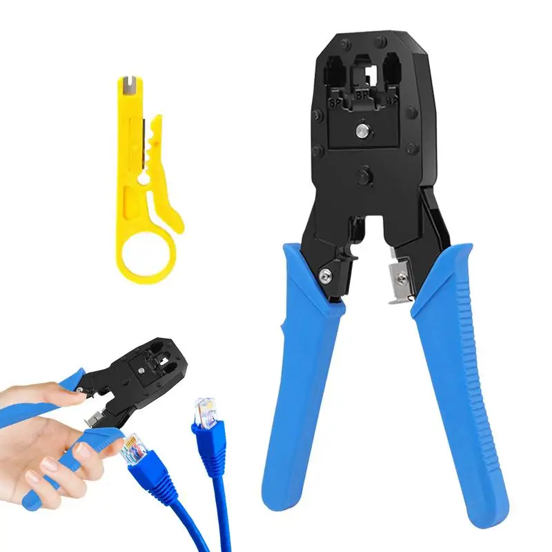 

Network Crimper Plier 3-in-1 Cable Stripper Ethernet Crimper Tool Wire Stripper And Hand Cutting Tools For Multi-Purpose Use