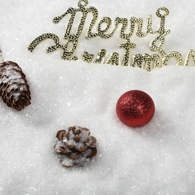 Christmas Ornaments Winter Snow Decoration 20g Approx 1mm-10mm Christmas Decoration Artificial Plastic Dry Snow Powder Xmas Gift Home Party DIY Scene Props Supply