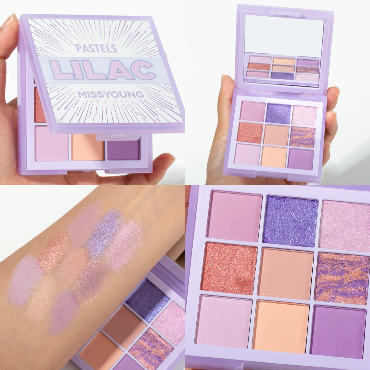 9 Colors Eyeshadow Tray Longlasting High-Shimmer Pearly Eye Makeup Matte Glitter Mystery Purple High Pigment Eyeshadow Palette 2
