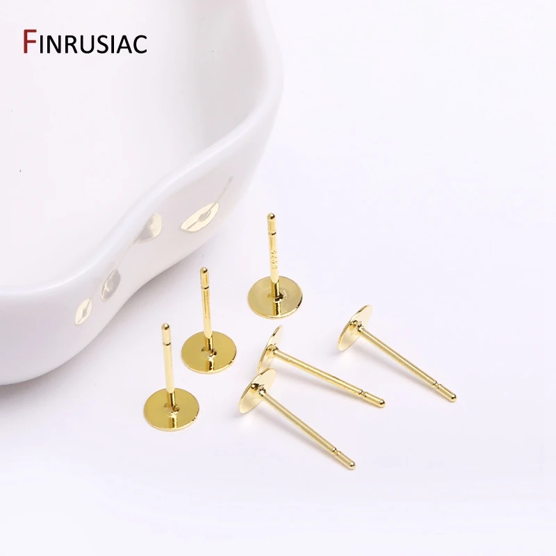 Jewelry Findings 18k Gold Plated Copper Post Earring Base Earring Studs Blank DIY Earrings Accessories Jewellery Making Supplies