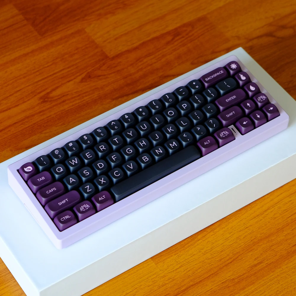 Gmk-black Lotus Theme Keycaps Moa Perfil Keycap Sublimação Dye Pbt 6.25u Espaço 7u Acessórios Teclado Mecânico Conjunto - Imagem 2