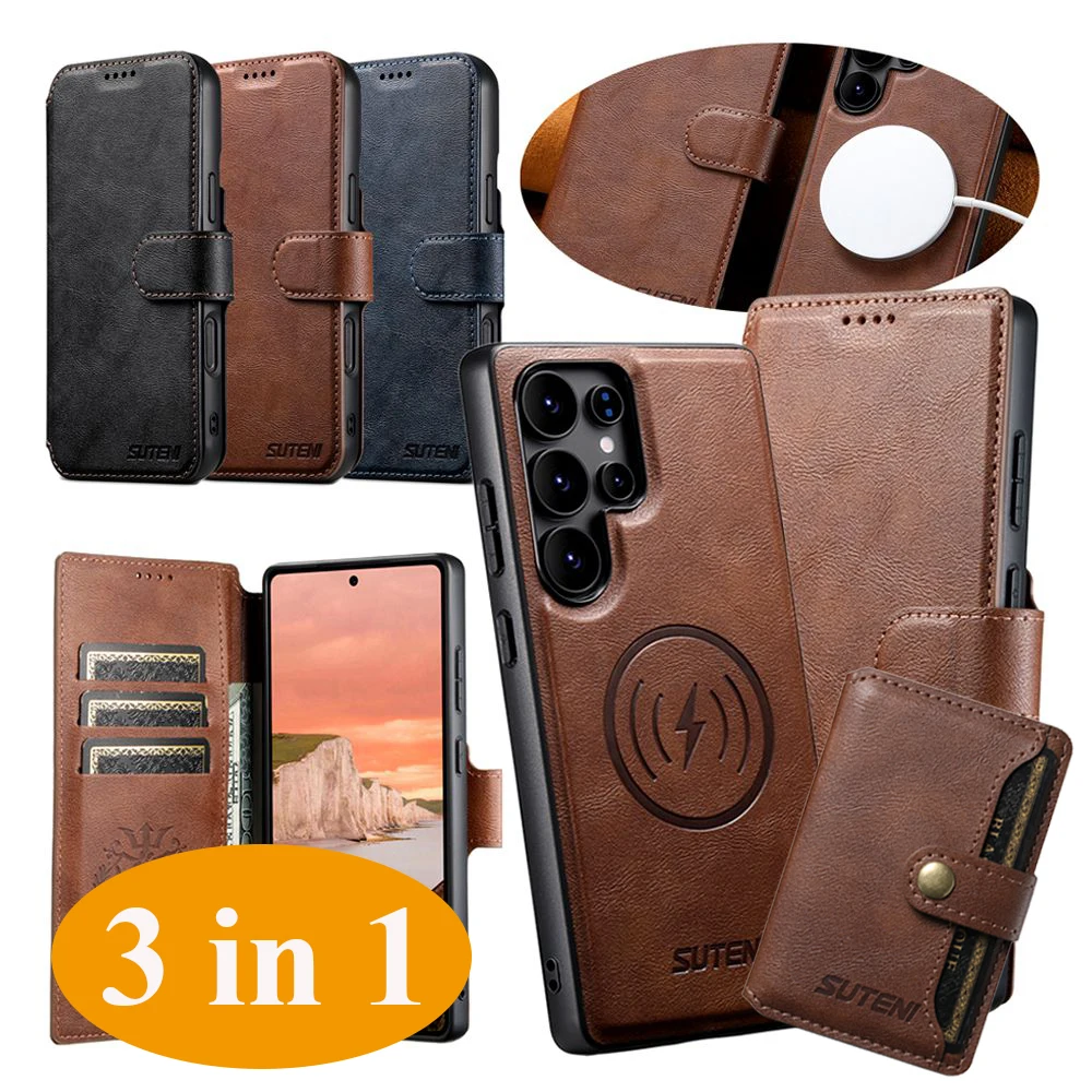 Premium 3-in-1 Flip Wallet Leather Phone Case with Card Holder and Magnetic Closure