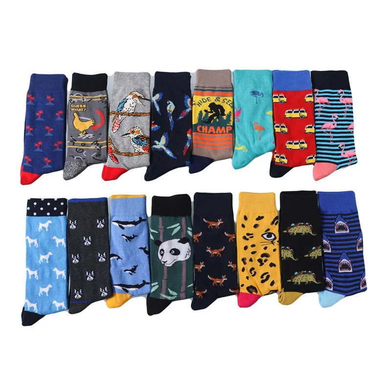 

Peonfly Cute Colorful Elements Animal Pattern Such As Shark and Fox Pa Flamingo Other Socks Car