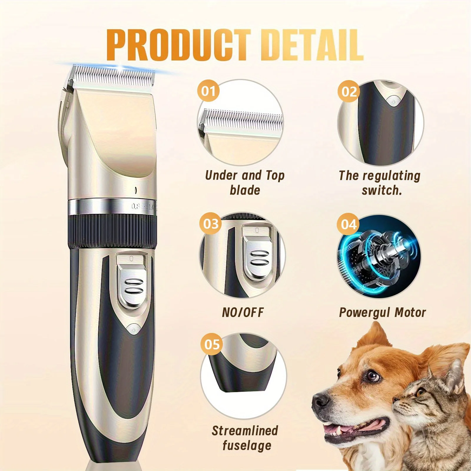 Wireless Pet Grooming Kit – Low-Noise 6