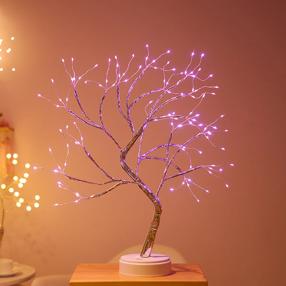 Fairy LED Night Lamp Decor Christmas Tree Copper Wire Garland Lamp For Kids Home Bedroom Decoration Decor Gifts Christmas Decora