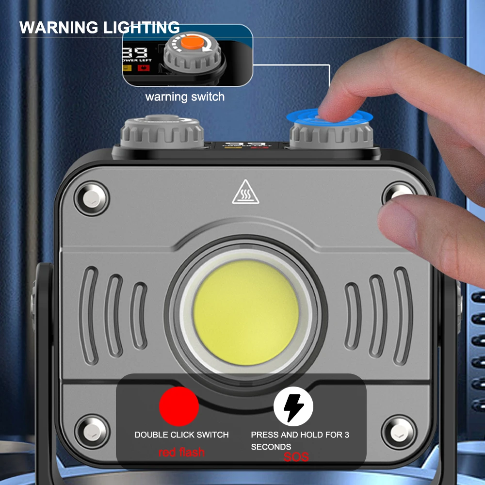 Amanfire HW999 1200LM COB Light High Power Tactical Flashlight Built-in battery Infinite Dimming Lamp Outdoor Camping Lanterns