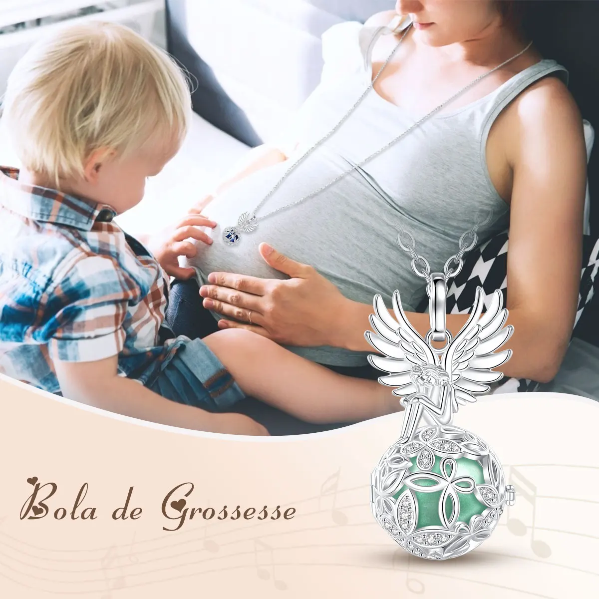 Eudora New Harmony Ball 16mm Winged Angel Girl Cage Pendant Necklace Angel Caller Personality Fashion Jewelry For Pregnant Women 5