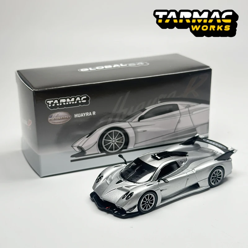 TW 1:64 Tarmac Works Pagani Huayra R 새틴 실버 체이스 합금 자동차 모델