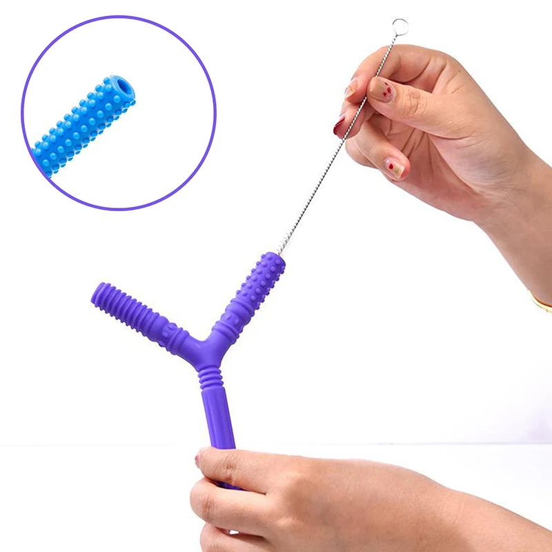 Teeth Massager Kid Chewing Tube Speech Therapy Teeth Massager Children Talk Tools for Autism Sensory Speak Oral Muscle Rehabilitation Training