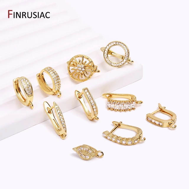 Earring Making Supplies Gold Plated Zircon Earwire Earring Hooks DIY Women Earring Jewelry Making Accessories Wholesale 1