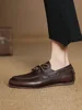 2025 NEW Trend Women Flat Shoes Genuine Leather Spring Autumn Lady Casual Lace Up Shoes Oversizes Size Apricot Brown Women Flats 2