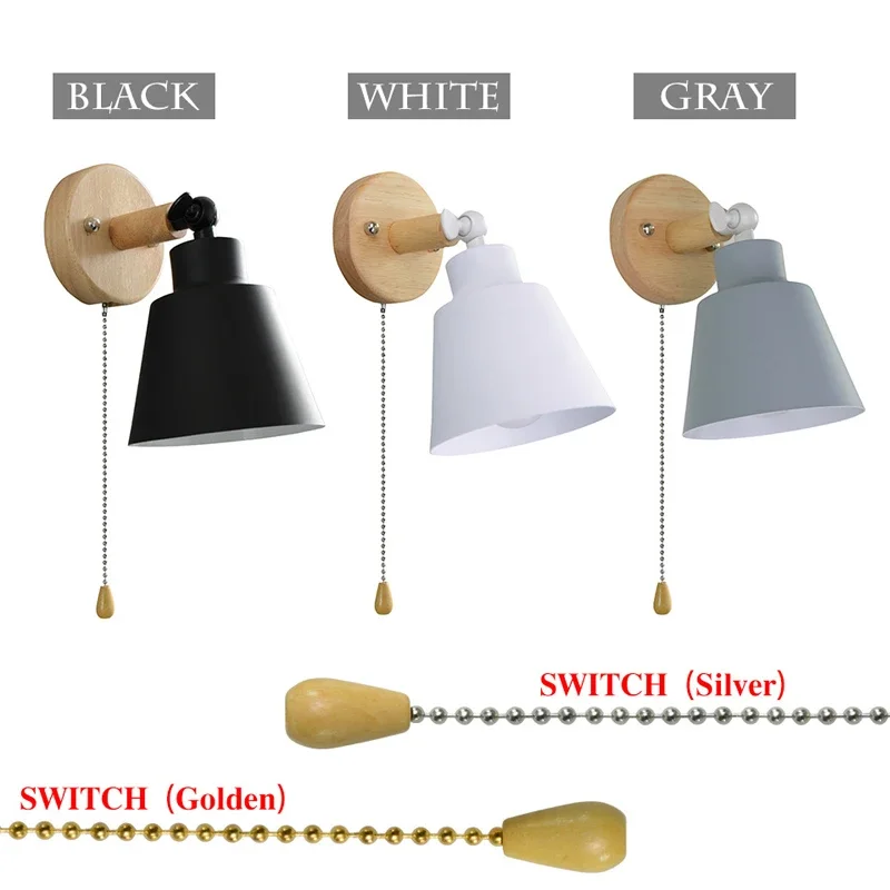 Modern Simple Wooden Macaron LED Wall Light Scandinavian Switch Light Horizontal Study Aisle Staircase Indoor Lamps and Lighting led light led wall lamp wall light