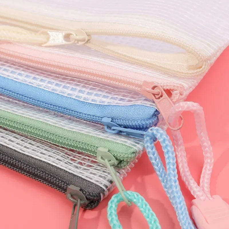 A4 Mesh Zipper File Pocket Folder Waterproof Moisture-proof Zipper Pouch Toy Storage Bag Storage Tools Cosmetic Organization Bag