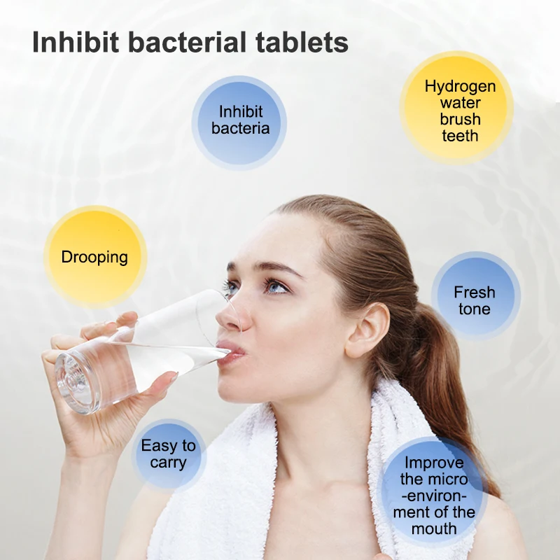 S0c90ebd814d44719a901bb317ff6fbbcN 1Bottle Hydrogen Water Tablets,Inhibit Bacterial Tablets Brushing Teeth Inhibitory And Teeth，800PPB Max