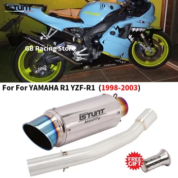 Slip For YAMAHA R1 YZF-R1 1998 1999 2000 2001 2002 2003 Motorcycle Exhaust Escape Moto Muffler With DB Killer Mid Link Pipe