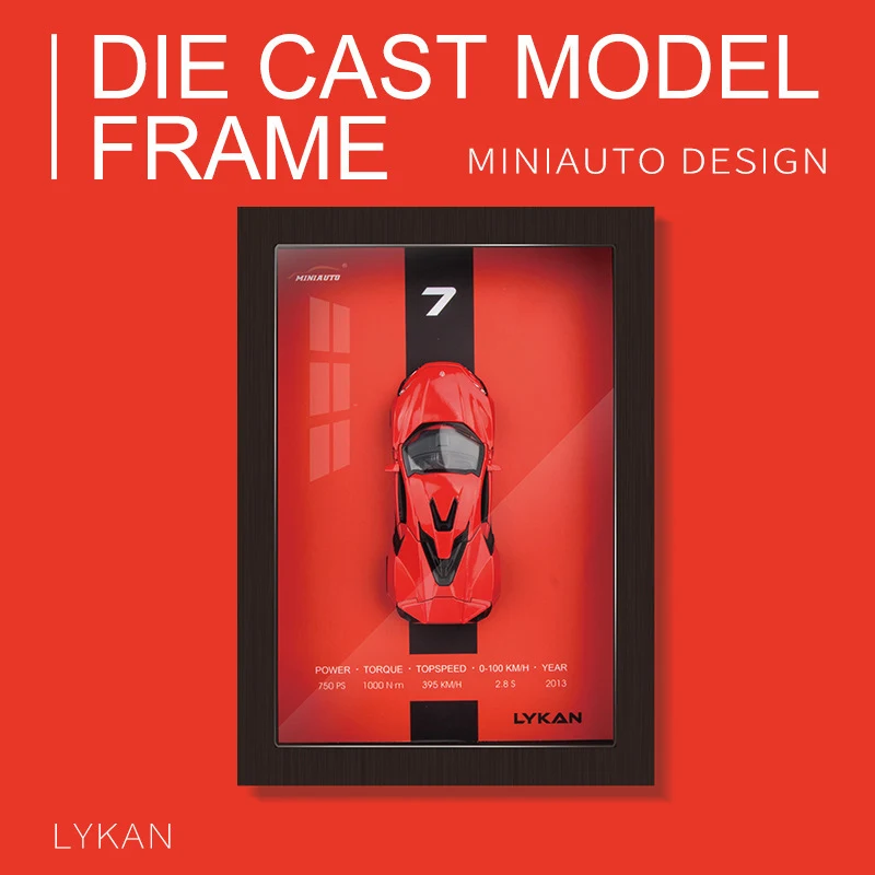 1:32 Photo Frame Version Alloy Metal Sports Car Model Simulation Racing Car Model 3D Hanging Painting Kids Toys Gifts Decoration 5