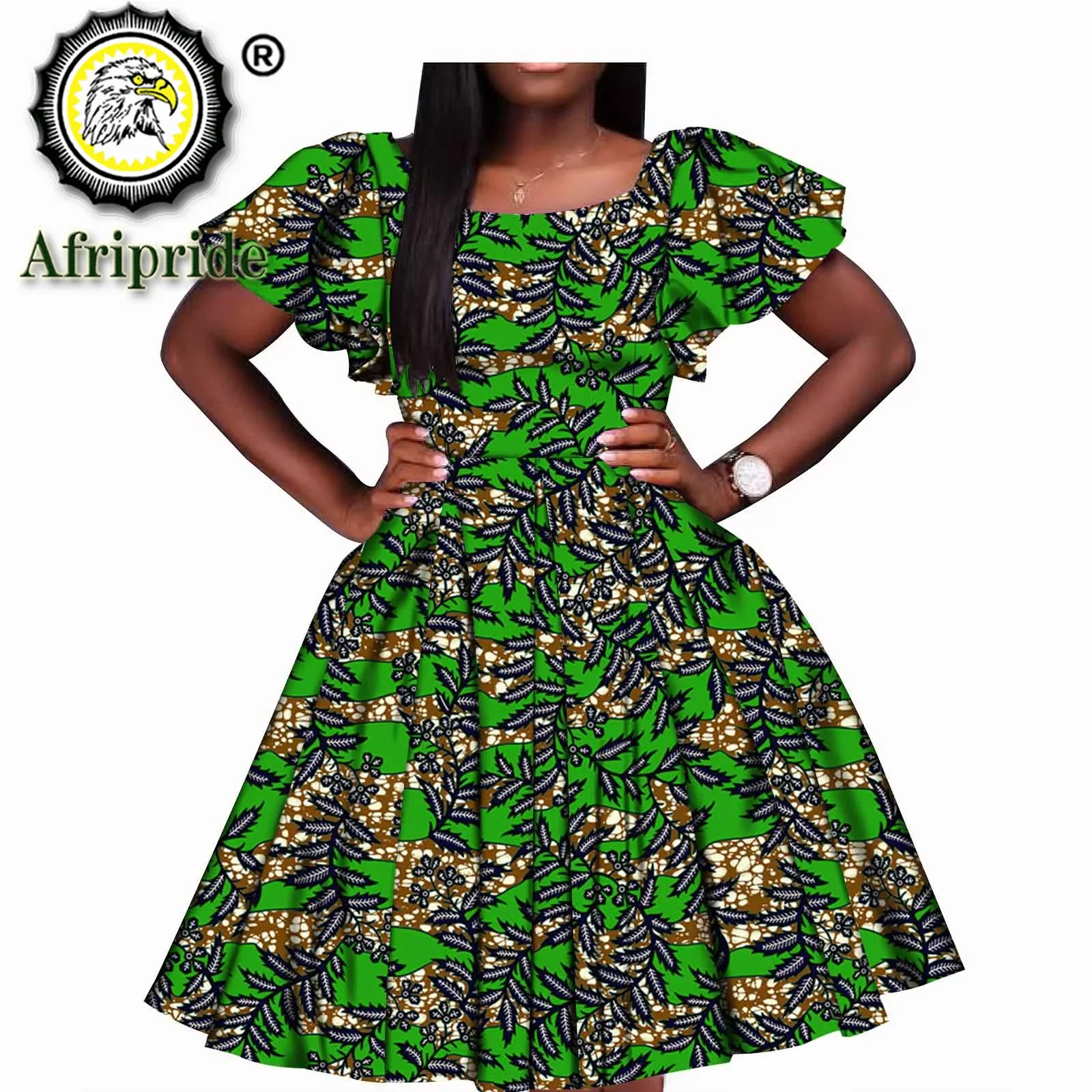 African Dresses for Women Vintage Polka Dot Dashiki Print Retro Spring Short Sleeve Plus Size Slim Fit