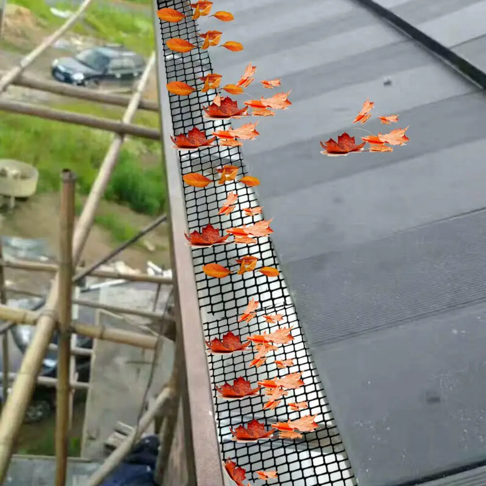 6/8M Gutter Guard Multifunctional Protective Net Cover For Drainage Anti Clogging Mesh Cover With Stakes Stops Leaves