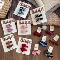 Kids Hair Barrettes 2PCS Velvet Bow Clips with Heart Buttons Korean Non-Slip Gentle Grips for Girls Hair Ties - Image 5