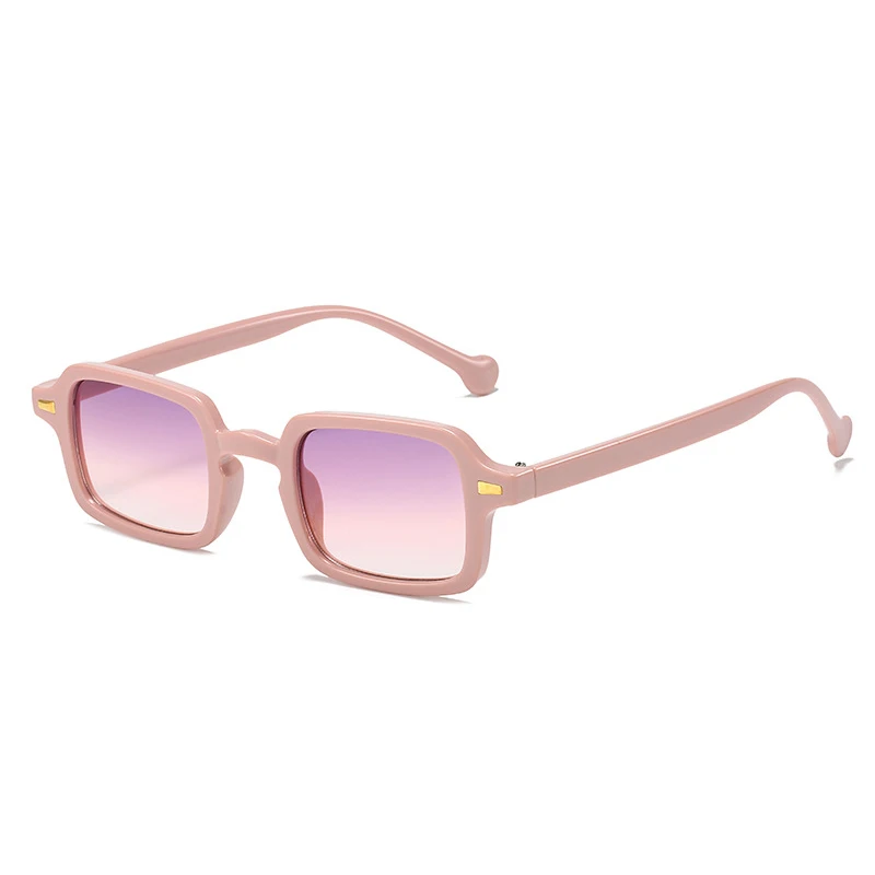 SO&EI Fashion Square Sunglasses Women Retro Rivets Decoration Gradient Shades UV400 Men Leopard Blue Sun Glasses_voghion.com