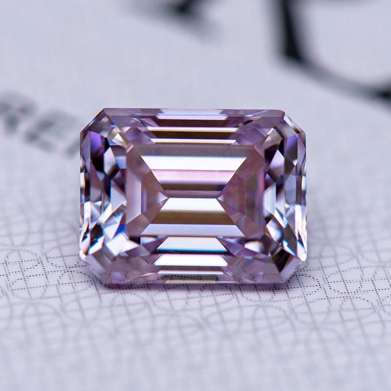 

Moissanite Stone Emerald Cut Light Purple Color Gemstone Lab Grown Diamond Charms Woman DIY Jewelry Making with GRA Certificate