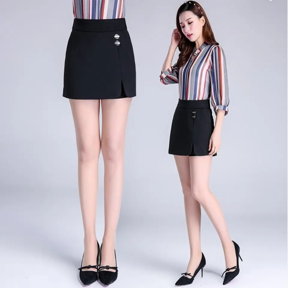 Office Lady Fashion Suit Skirt Shorts Koreon Women Summer Streetwear Casual High Waist Big Size All-match Black Short Pants 2023