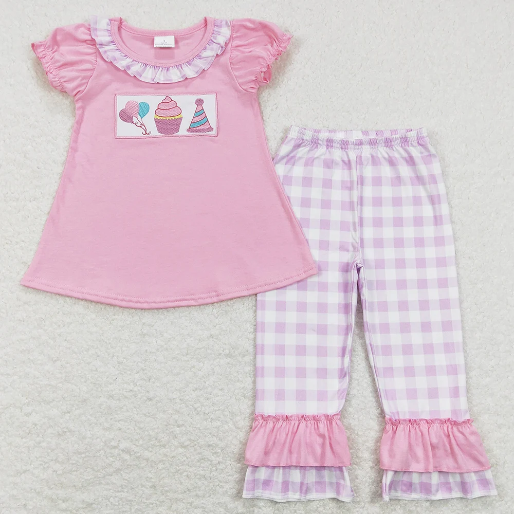 Boutique Baby Boys Pajamas Birthday Blue Long Sleeve Shirt Pants Pajamas Sleepwear Sets Cute Kids Nightwear