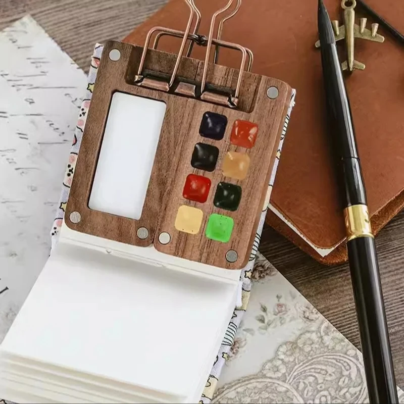 Paint Tray Color Palette Watercolor Palette Portable Travel Wooden Handmade 8 Grid 0.5ml Watercolor Paint Palette Oil Paints Tray Box Empty Box Art Painting Supplies