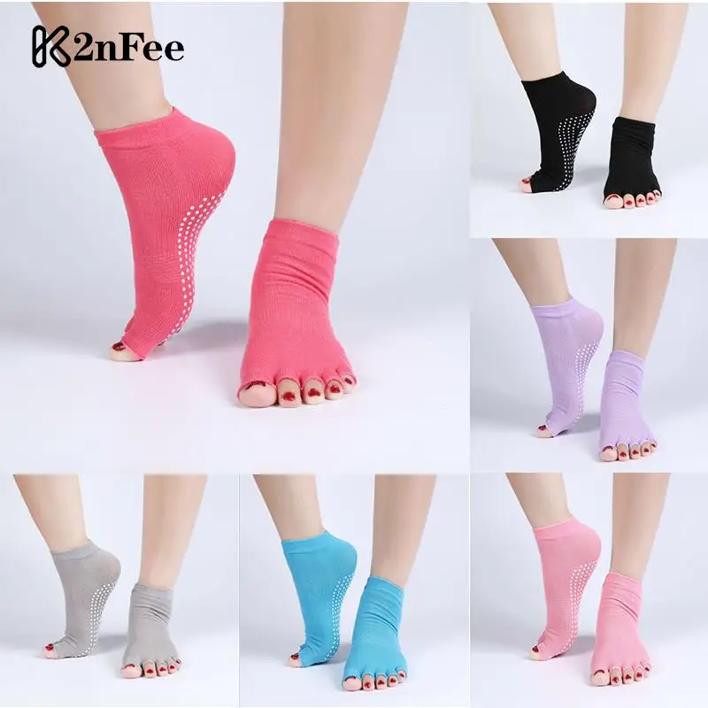 

1Pair Cotton Elasticity Fitness Ballet Dance Sock For Yoga Gym Women Anti-Slip Five Toe Yoga Socks Breathable Pilates Socks