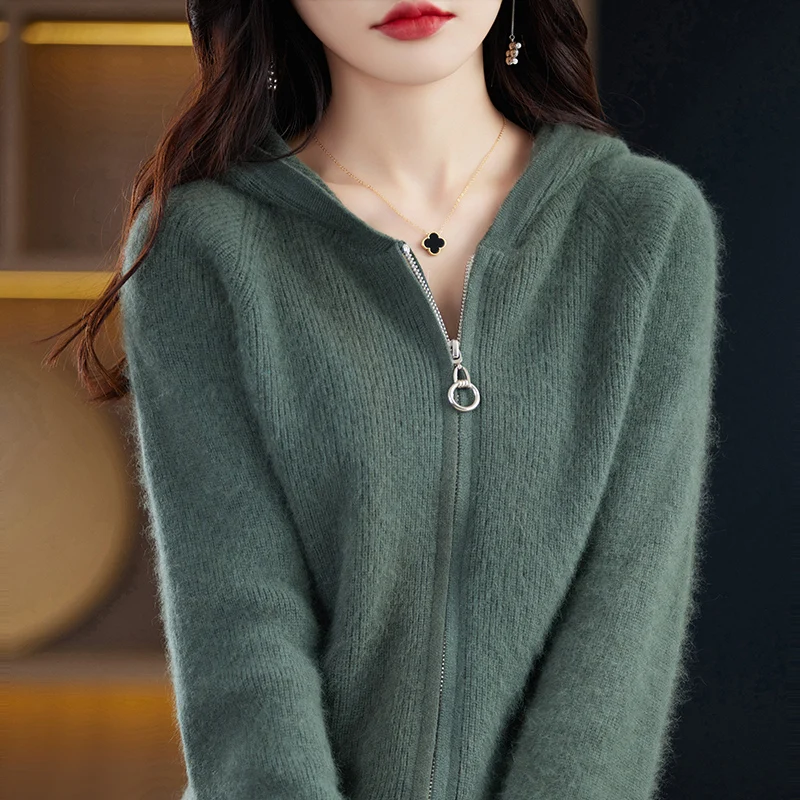Women's 2024 Autumn/Winter Fashion Knit Cardigan 100% Pure Mink