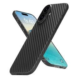 Luxury Matte Ultra Thin Carbon Fiber Pattern Phone Case - Slim Back Cover s Shell - iPhone 17 Pro (Black)