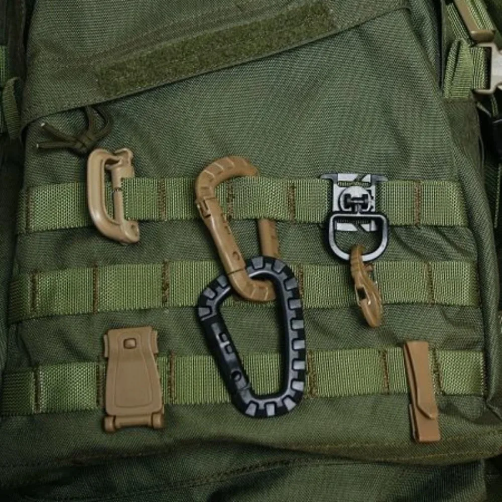 5Pcs/set Backpack Buckle Fast Tactical Carabiner Plastic Hook D Shape EDC Gear For Outdoor Camping