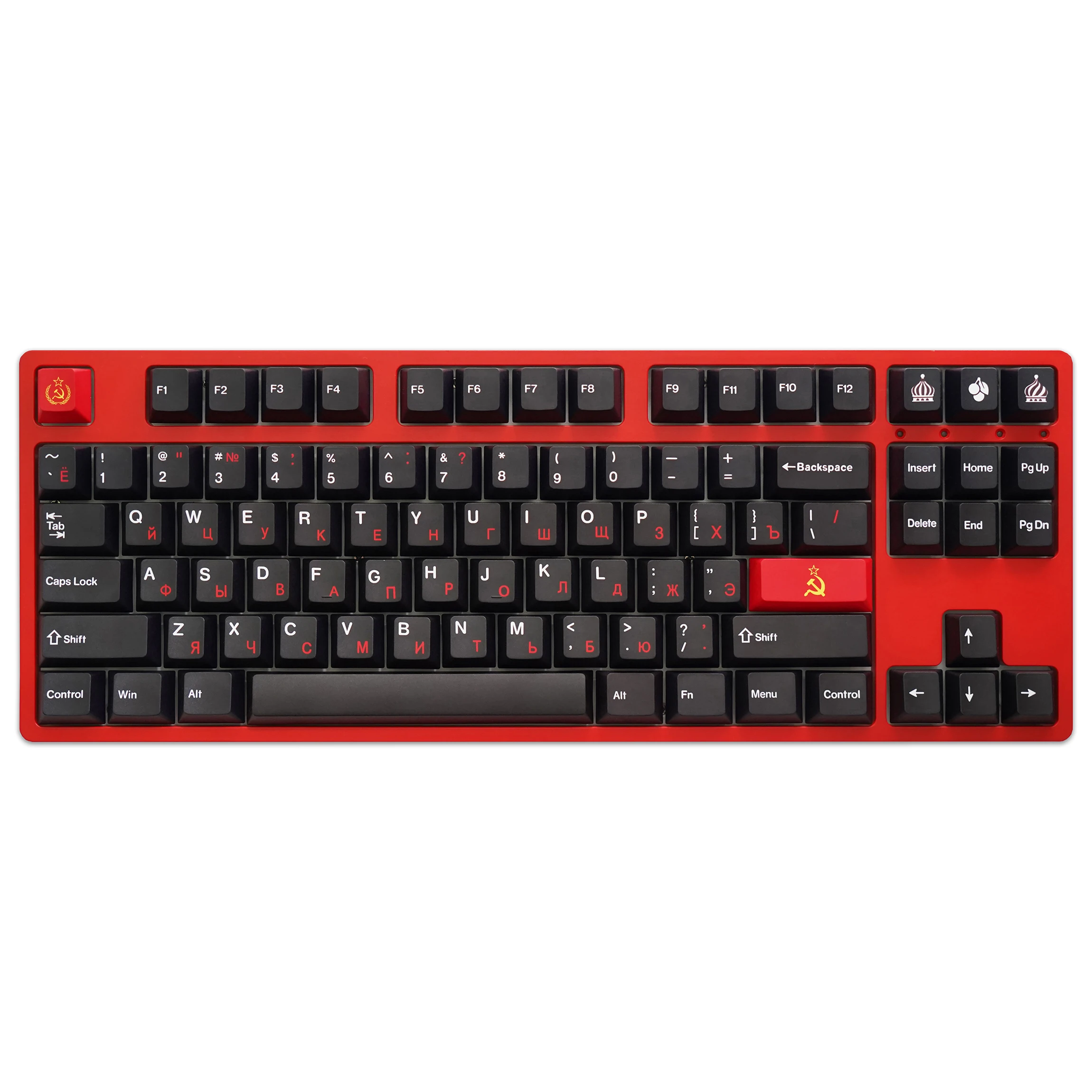 Gmk Wob Vermelho Cirílico Keycaps Lados Sublimação de Tintura Tema Cccp Perfil Cereja Keycap Lightproof 143 Chaves Grupo Pbt - Imagem 2