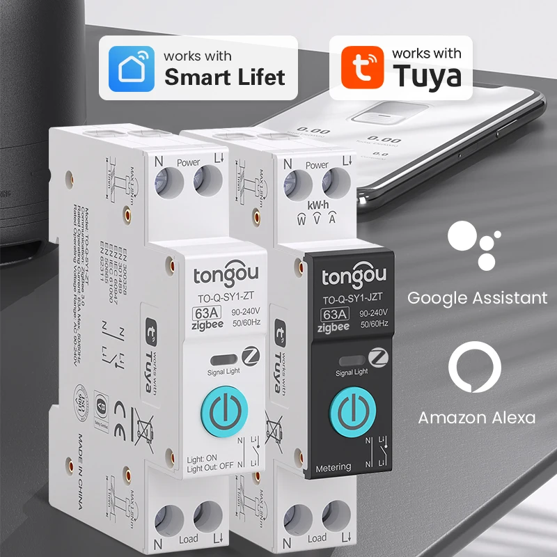 ZigBee Smart Circuit Disjoncteur 1 P 6A 10A 16A 20A 25A 32A 40A 50A 63A Maison Intelligente Télécommande Sans Fil WiFi Interrupteur (20A With Metering - 2