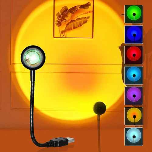 1x USB 일몰 램프 LED 레인보우 네온 야간 조명 프로젝터 사진 벽 분위기 조명, 침실 홈 룸 장식 선물 2