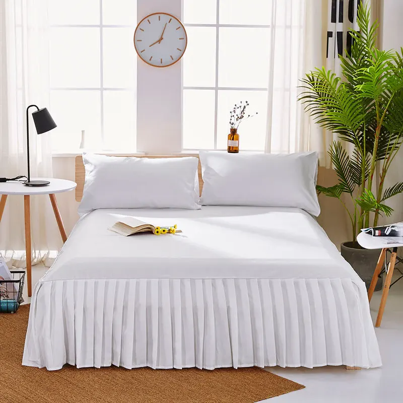 

1pc Sanding Bedspread Solid Color Fitted Sheet Cover Soft Non-Slip King Queen Bed Skirt Protector Bed Mat Cover 1.2m/1.5m/1.8m